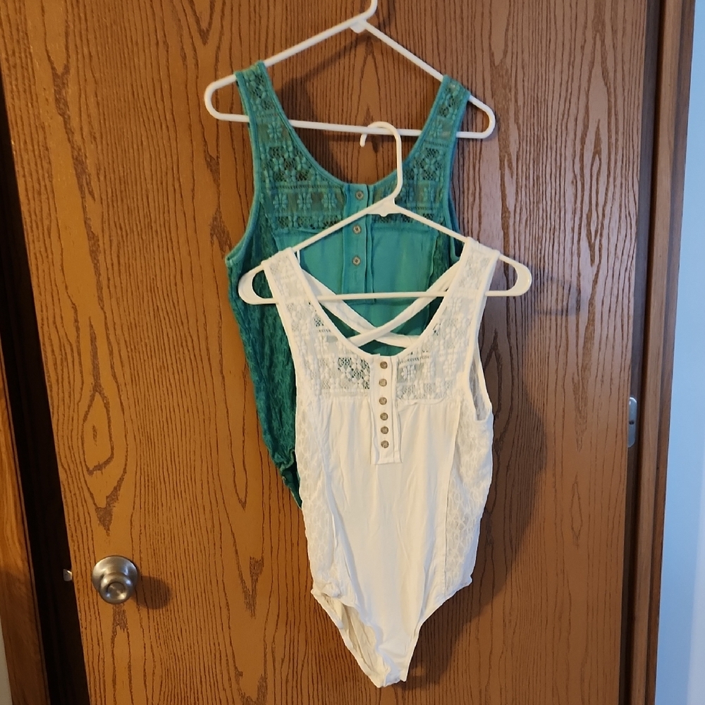 POL bodysuit Bundle - White and Green NWOT